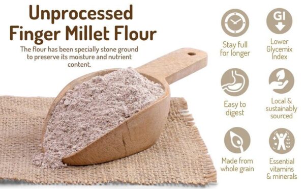 Finger/Ragi Millet Flour-Natural Unprocessed-1 Kg. (Cold Pressed & Chakki Process)