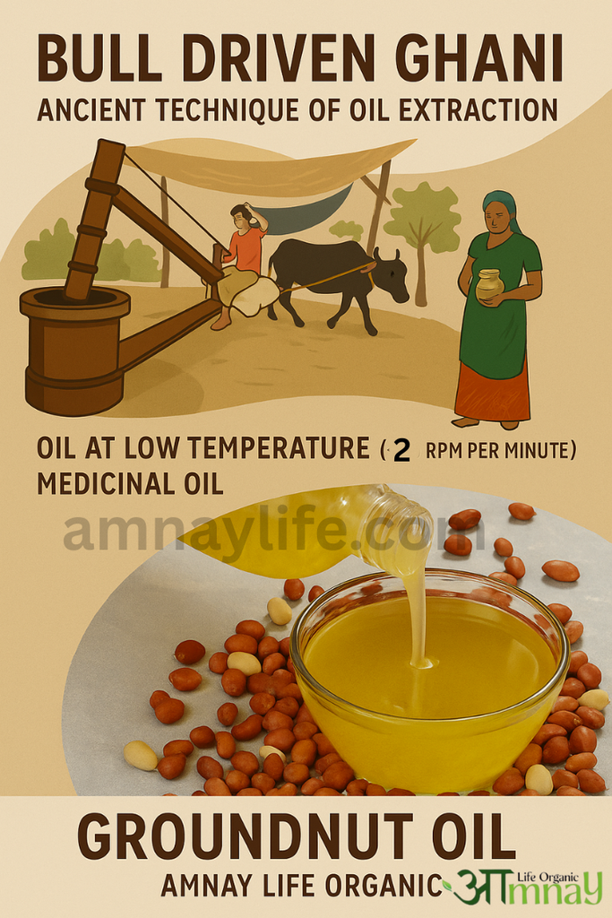 Deshi Groundnut Oil-Bull Driven, Extra Virgin, Wooden Ghani (Natural, Unrefined & Cold Pressed)